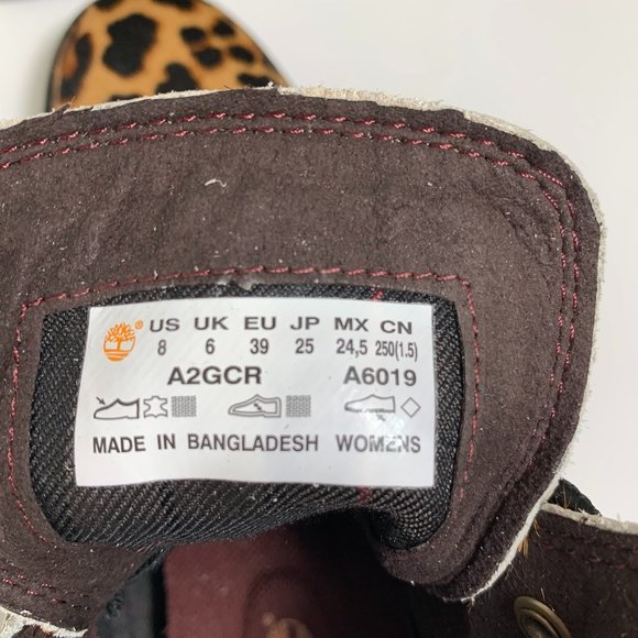 Timberland London Square Mid Hiker Boots Calf Hair Leopard Print Size 8 NEW - Picture 7 of 8